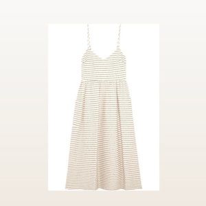 Mara Hoffman Striped Cotton Blend Midi Dress Cream